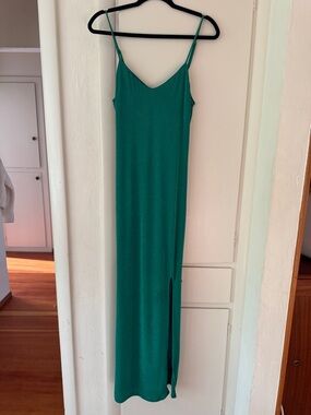 Sage Emerald Green Ruffle-Front Maxi Dress